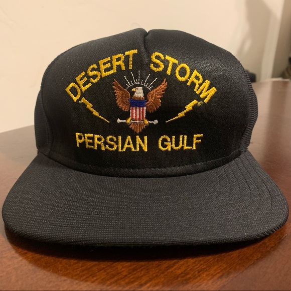 NWOT VTG Desert Storm Navy Spellout Snapback Hat